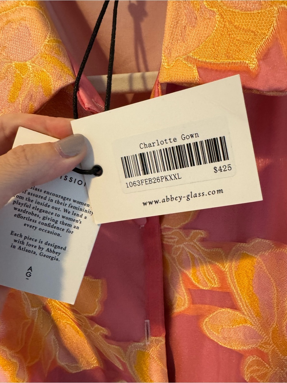 NWT Abbey Glass Charlotte Gown Sorbet Peony Organza | XL - Picture 5 of 11